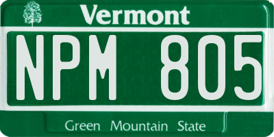 VT license plate NPM805