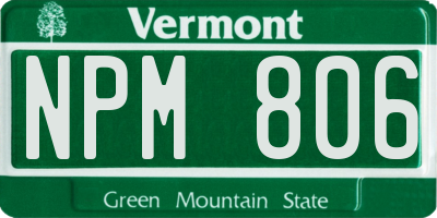 VT license plate NPM806