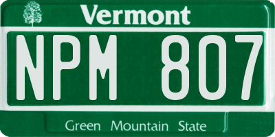 VT license plate NPM807