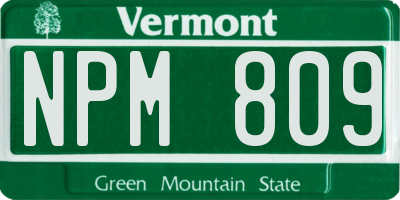 VT license plate NPM809