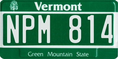 VT license plate NPM814