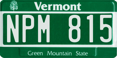 VT license plate NPM815