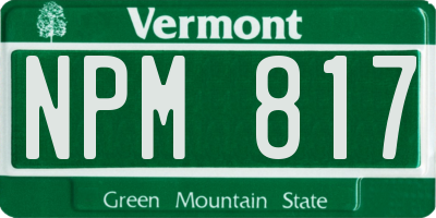 VT license plate NPM817
