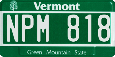 VT license plate NPM818
