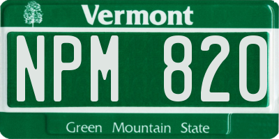 VT license plate NPM820