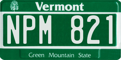 VT license plate NPM821