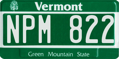 VT license plate NPM822
