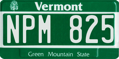 VT license plate NPM825