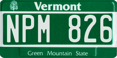 VT license plate NPM826