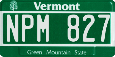 VT license plate NPM827