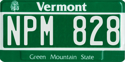 VT license plate NPM828