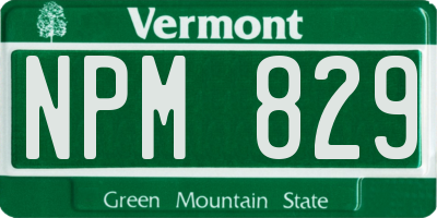 VT license plate NPM829