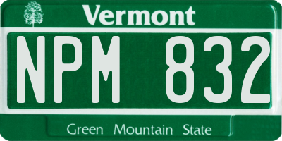VT license plate NPM832