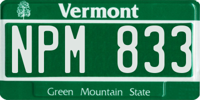 VT license plate NPM833