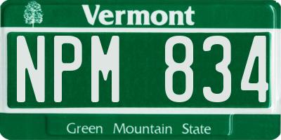 VT license plate NPM834