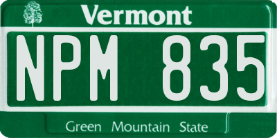 VT license plate NPM835