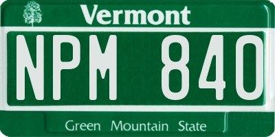 VT license plate NPM840