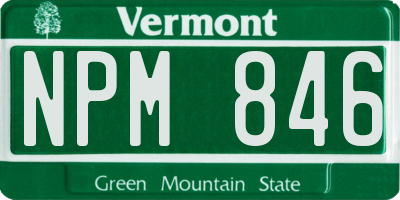 VT license plate NPM846