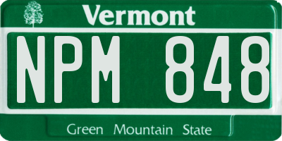 VT license plate NPM848