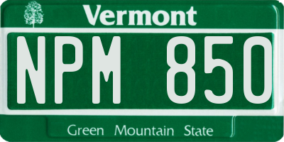 VT license plate NPM850