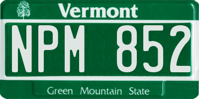 VT license plate NPM852