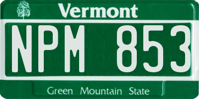 VT license plate NPM853