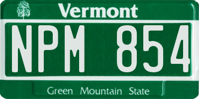 VT license plate NPM854