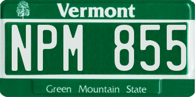 VT license plate NPM855
