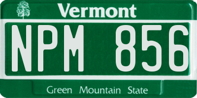 VT license plate NPM856
