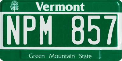 VT license plate NPM857