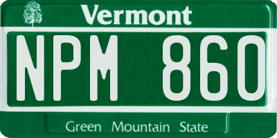 VT license plate NPM860
