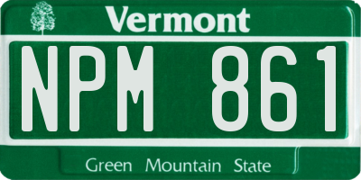 VT license plate NPM861