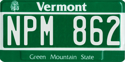 VT license plate NPM862