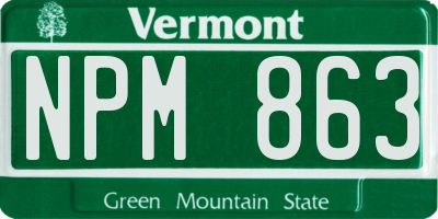VT license plate NPM863