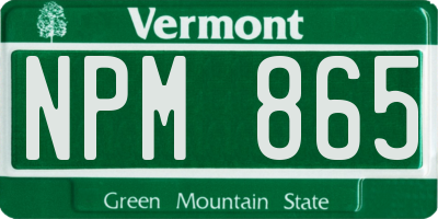 VT license plate NPM865