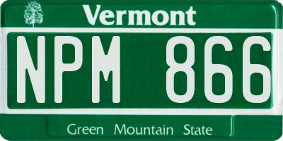 VT license plate NPM866