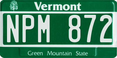 VT license plate NPM872