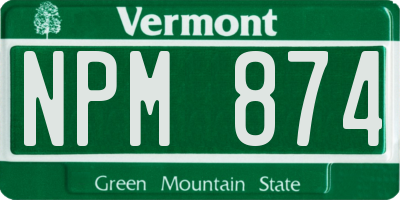 VT license plate NPM874