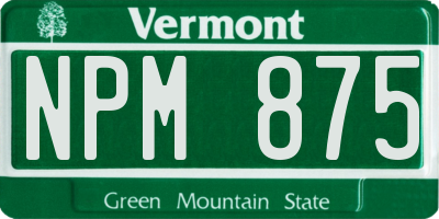 VT license plate NPM875