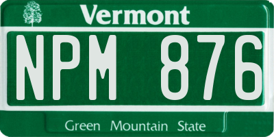 VT license plate NPM876