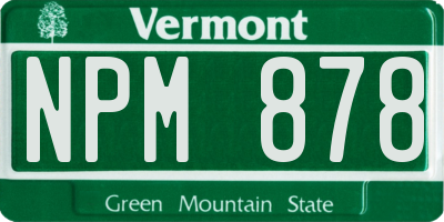 VT license plate NPM878