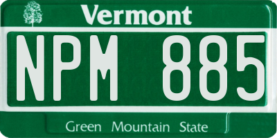 VT license plate NPM885