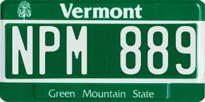 VT license plate NPM889