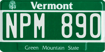 VT license plate NPM890