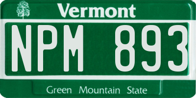 VT license plate NPM893