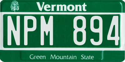 VT license plate NPM894