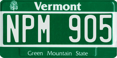 VT license plate NPM905