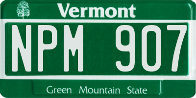 VT license plate NPM907