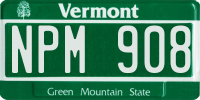 VT license plate NPM908