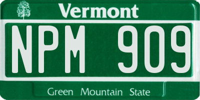 VT license plate NPM909